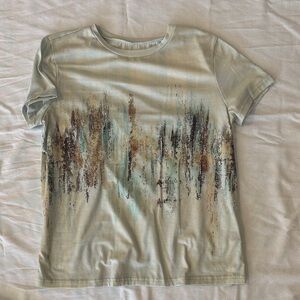 SHEIN Light Mint Graphic Short Sleeve Tee with Multicolor Abstract Print